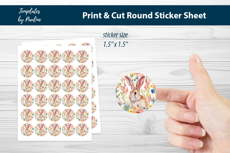 Easter Hare Printable Sticker Sheet, Print and Cut Sticker