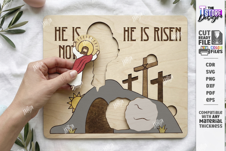 He Is Risen Puzzle Laser Cut | Christian Easter Story | CNC