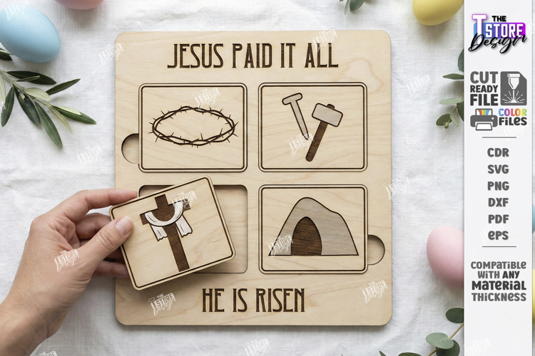 He Is Risen Puzzle Laser Cut | Christian Easter Story | CNC