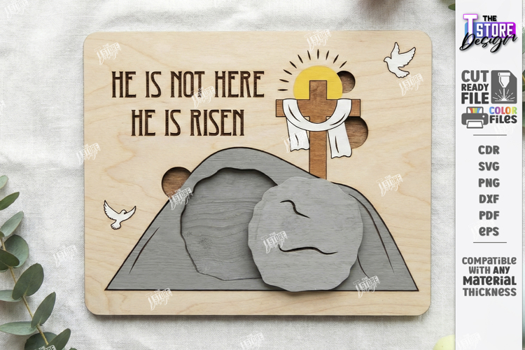 He Is Risen Puzzle Laser Cut | Christian Easter Story | CNC
