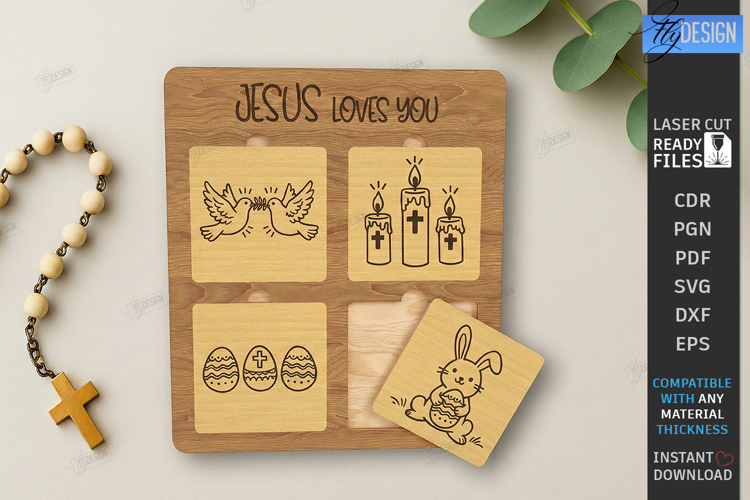 Easter Puzzles Laser Cut | He Is Risen SVG | Religious Signs