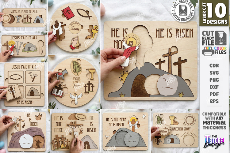 He Is Risen Puzzle Laser Cut Bundle | Christian Easter Story