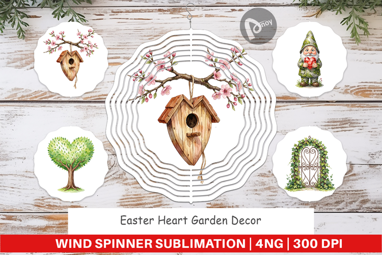 Easter Heart Garden Decor Wind Spinner