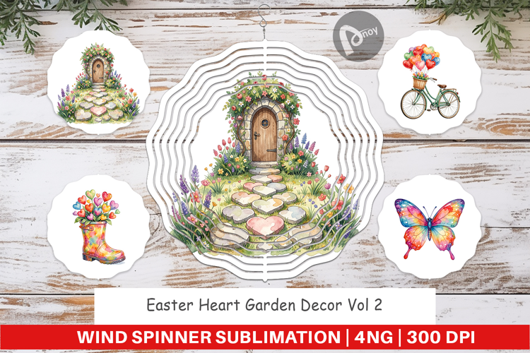 Easter Heart Garden Decor Wind Spinner