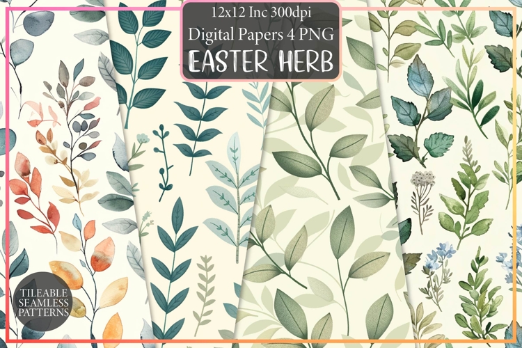 Easter Herb Garden Seamless Pattern