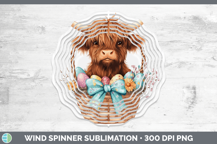 Easter Highland Cow Wind Spinner Sublimation Spinner Designs