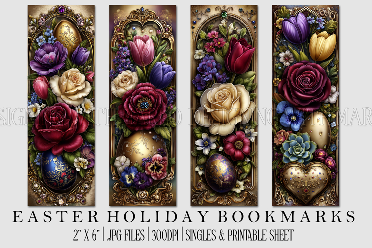 Easter Floral Bookmark, Spring Flower Bookmark Printable,s19