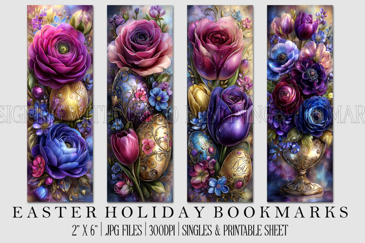 Easter Floral Bookmark, Spring Flower Bookmark Printable, s2