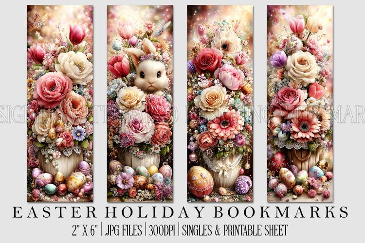 Easter Floral Bookmark, Spring Flower Bookmark Printable,s24