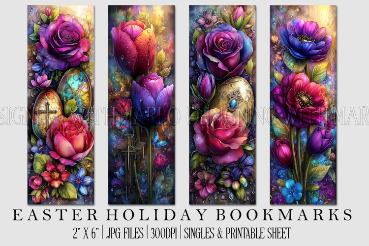 Easter Floral Bookmark, Spring Flower Bookmark Printable, s3