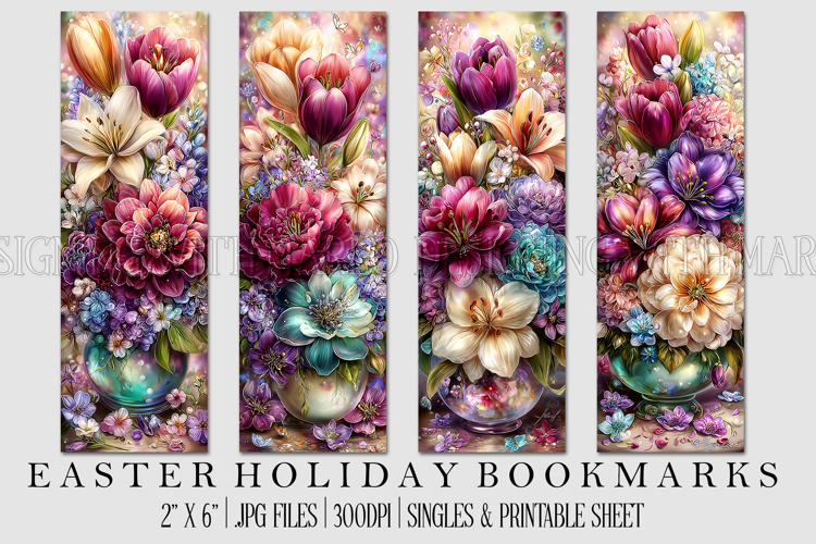 Easter Floral Bookmark, Spring Flower Bookmark Printable,s32