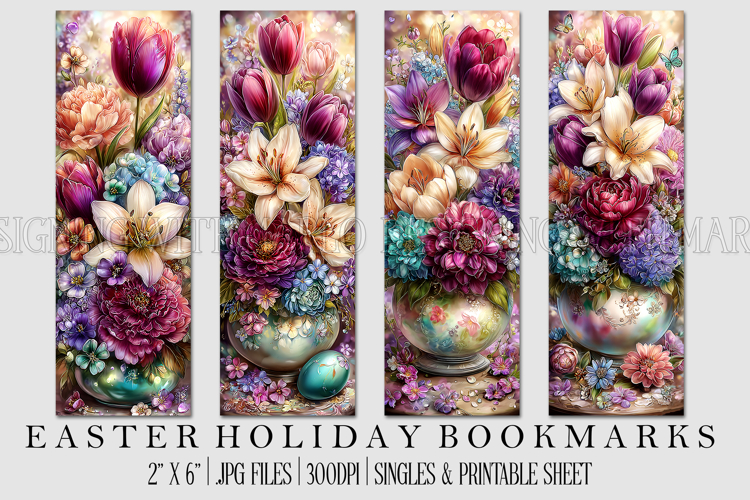 Easter Floral Bookmark, Spring Flower Bookmark Printable,s33