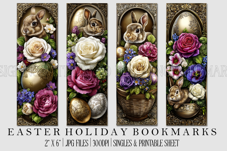 Easter Floral Bookmark, Spring Flower Bookmark Printable, s9