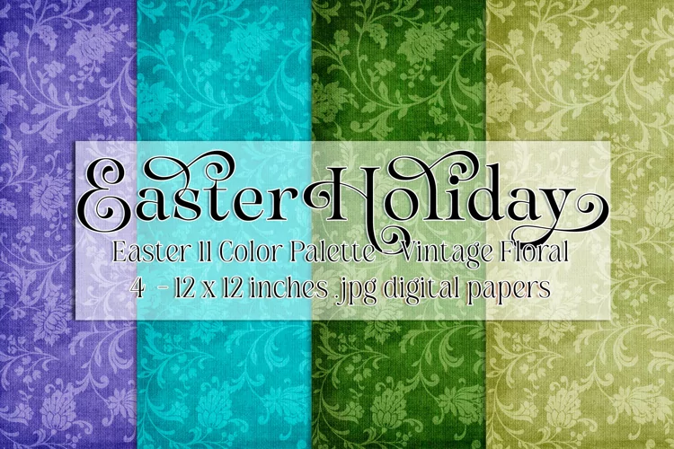 Easter Background, Easter Vintage Floral 12x12 Background, 4