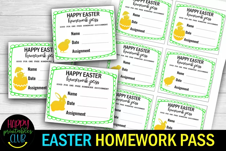 Easter Homework Pass I Printable Easter Homework Pass