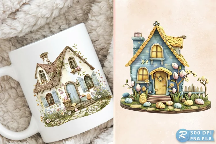 Easter House Cottage Home Spring Clipart