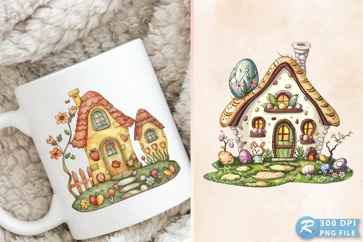 Easter House Cottage Home Spring Clipart
