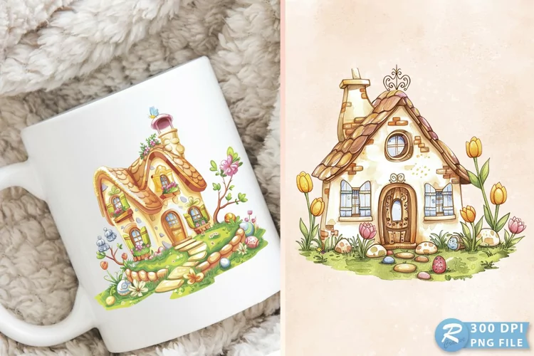 Easter House Cottage Home Spring Clipart