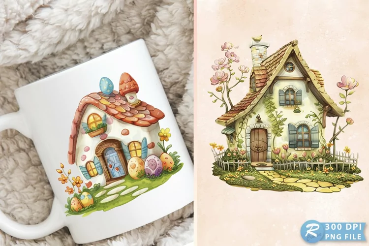 Easter House Cottage Home Spring Clipart