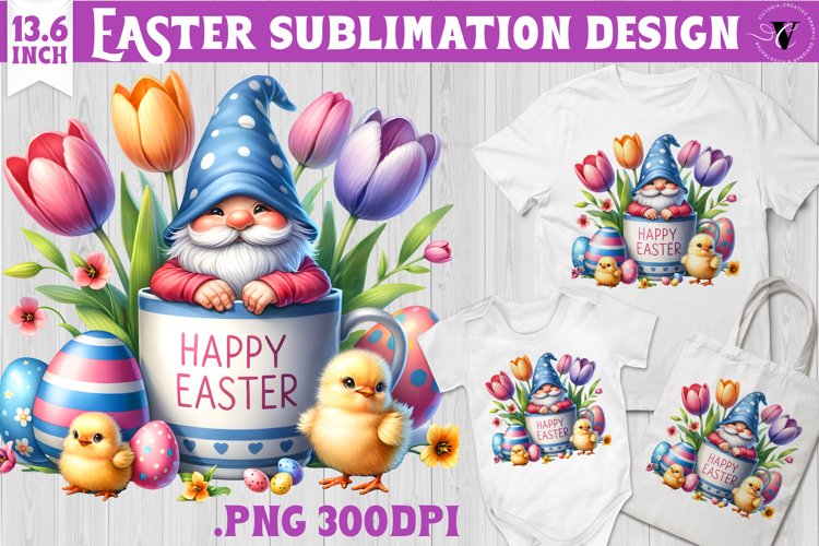Easter Gnome in mug Sublimation | Easter clipart