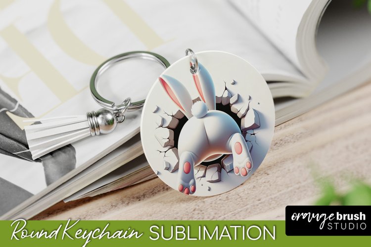 Easter Keychain Sublimation - Easter Bunny 3D Hole in Wall