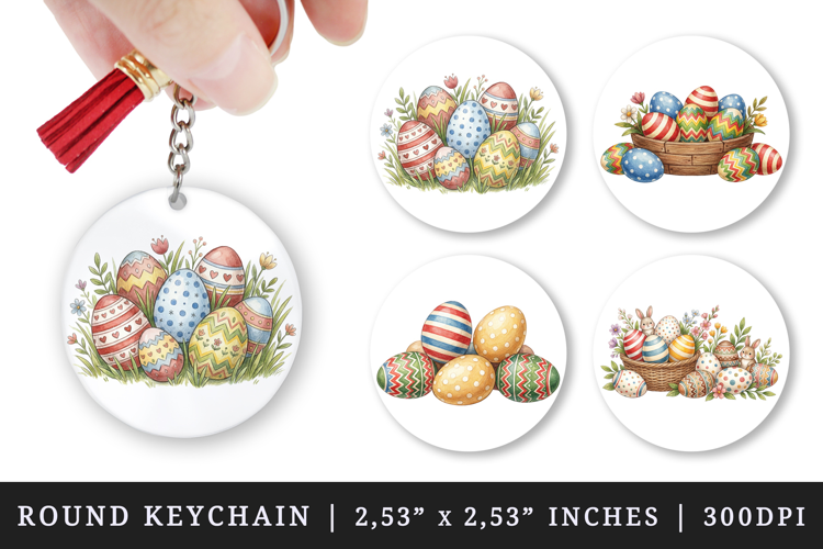 Easter round keychain pintable sublimation design png