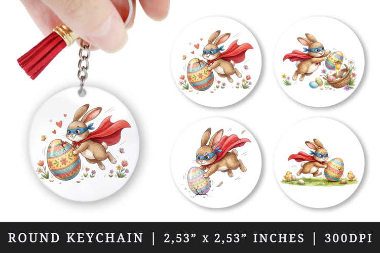 Easter round keychain pintable sublimation design png