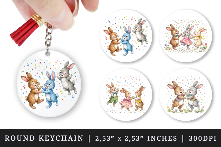 Easter round keychain pintable sublimation design png