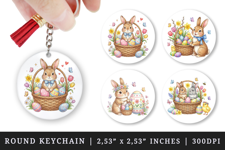 Easter round keychain pintable sublimation design png