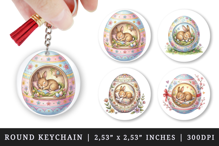 Easter round keychain pintable sublimation design png