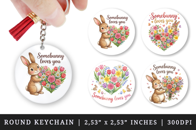 Easter round keychain pintable sublimation design png