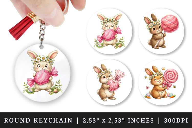 Easter round keychain pintable sublimation design png