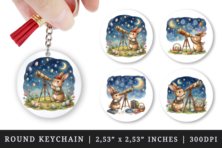 Easter round keychain pintable sublimation design png