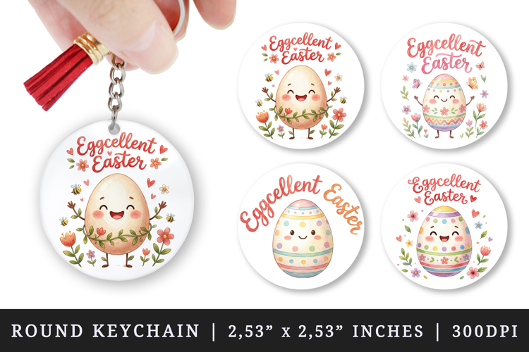 Easter round keychain pintable sublimation design png