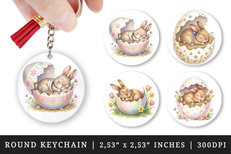 Easter round keychain pintable sublimation design png