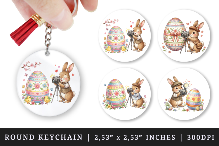 Easter round keychain pintable sublimation design png