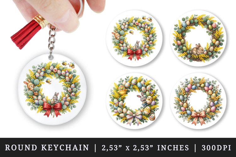 Easter round keychain pintable sublimation design png