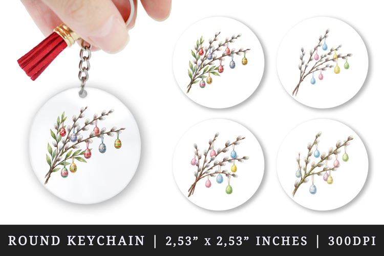Easter round keychain pintable sublimation design png