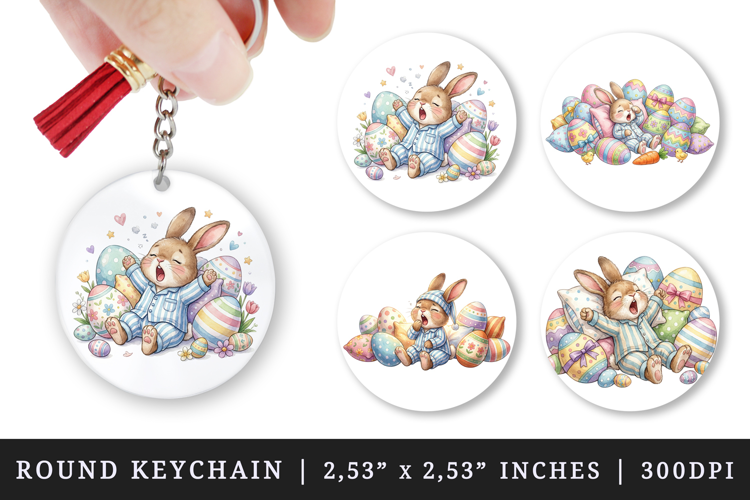 Easter round keychain pintable sublimation design png