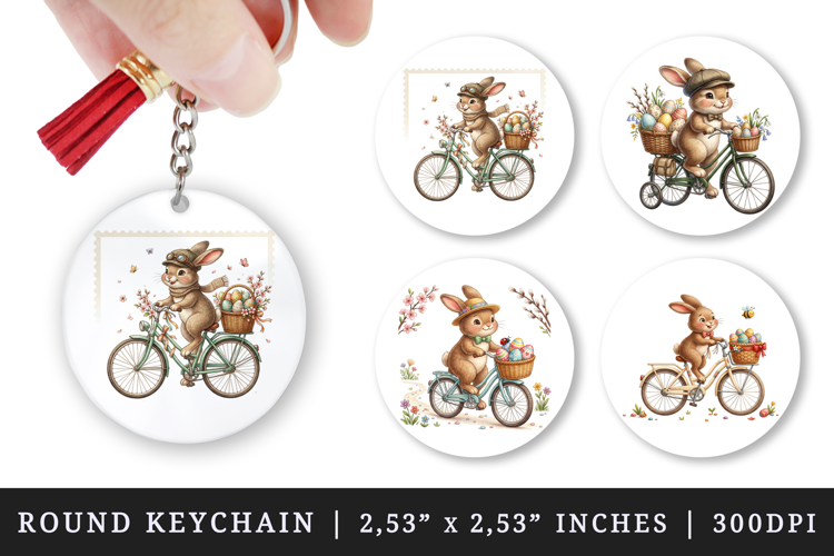 Easter round keychain pintable sublimation design png
