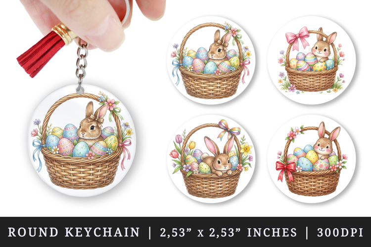 Easter round keychain pintable sublimation design png