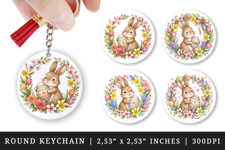 Easter round keychain pintable sublimation design png