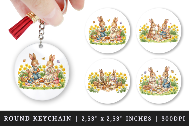 Easter round keychain pintable sublimation design png