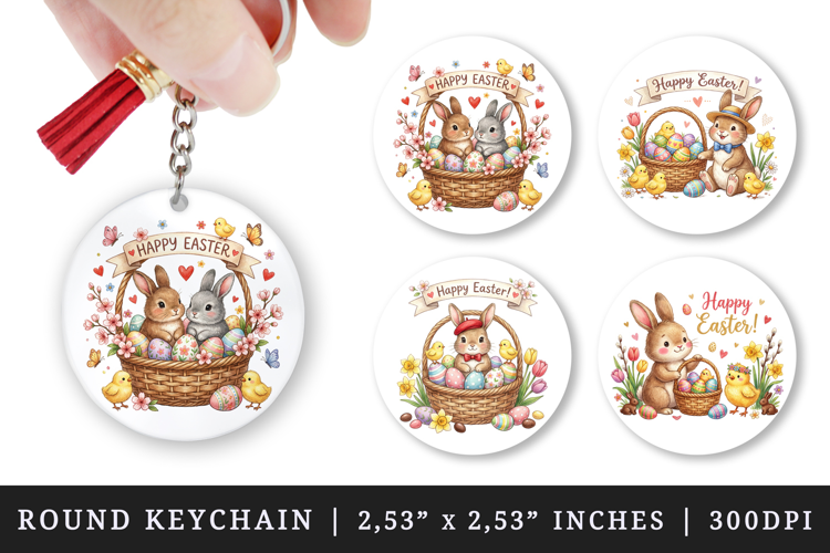Easter round keychain pintable sublimation design png