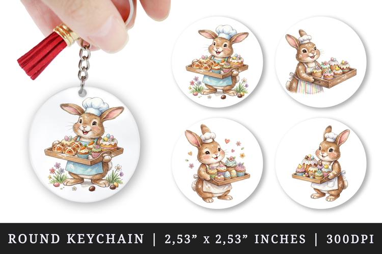 Easter round keychain pintable sublimation design png