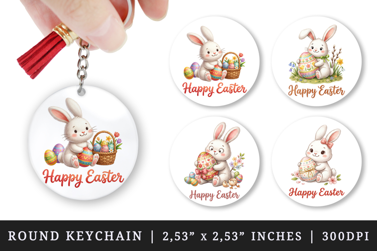 Easter round keychain pintable sublimation design png