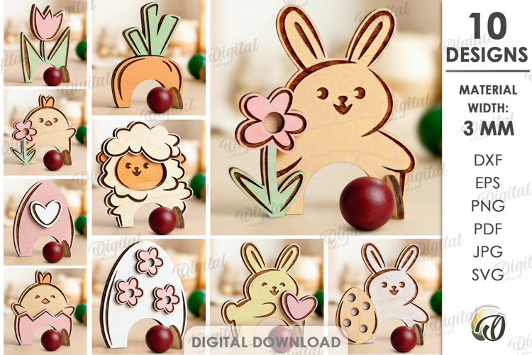 Easter Kids Croquet Hoops Bundle Laser Cut. Kids Game SVG