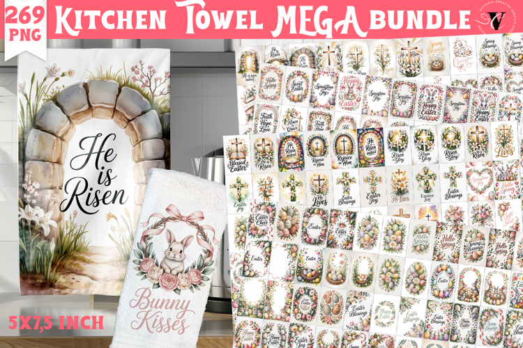 Easter kitchen towel bundle | Coquette Spring Christian png