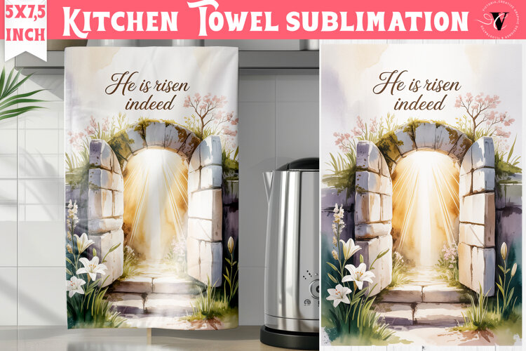 Easter kitchen towel sublimation | Christian kitchen towel example image 1