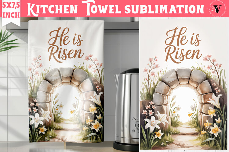 Easter kitchen towel sublimation | Christian kitchen towel example image 1